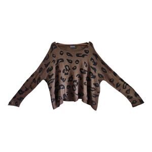 WOODEN SHIPS M / L Sweater Brown Black Animal Print Mohair Wool Blend Oversized